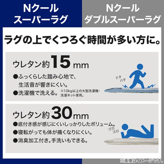 15mmウレタン入り接触冷感ラグ(NクールSPタイル 185X240 MX21) 9枚目画像