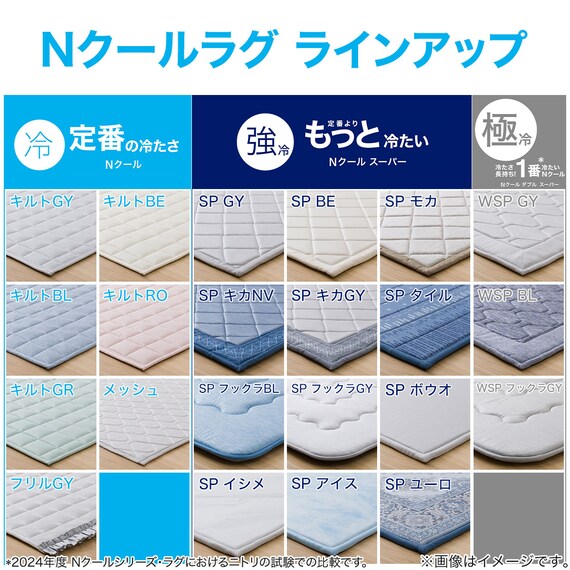 15mmウレタン入り接触冷感ラグ(NクールSPタイル 185X240 MX21) 10枚目画像