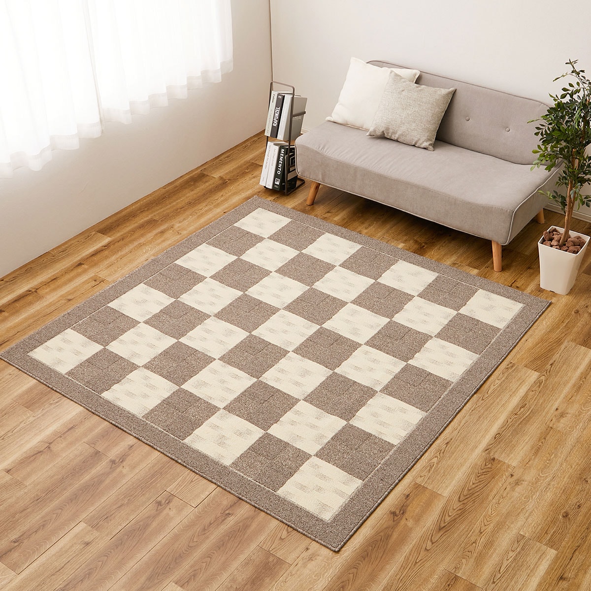 はっ水加工で汚れに強い多機能日本製ラグ GY 185x185 | ニトリネット