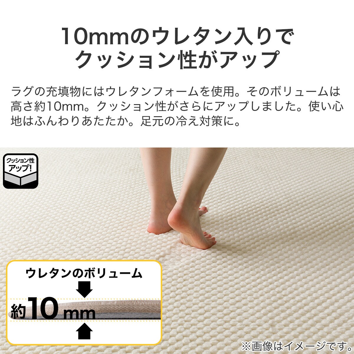 保湿＋吸湿発熱＋蓄熱 洗えるホットカーペットカバー(Nウォーム n 185X185 HC01) ニトリ   〔合計金額11000円以上送料無料対象商品〕