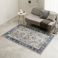 オリエンタルなデザインの洗える起毛プリントラグ