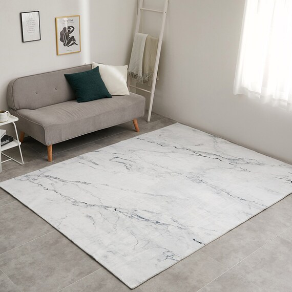 大理石柄の洗える起毛プリントラグ 190X240 WH | ニトリネット【公式 