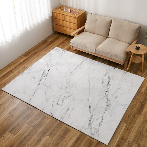 大理石柄の洗える起毛プリントラグ 190X240 WH | ニトリネット【公式 
