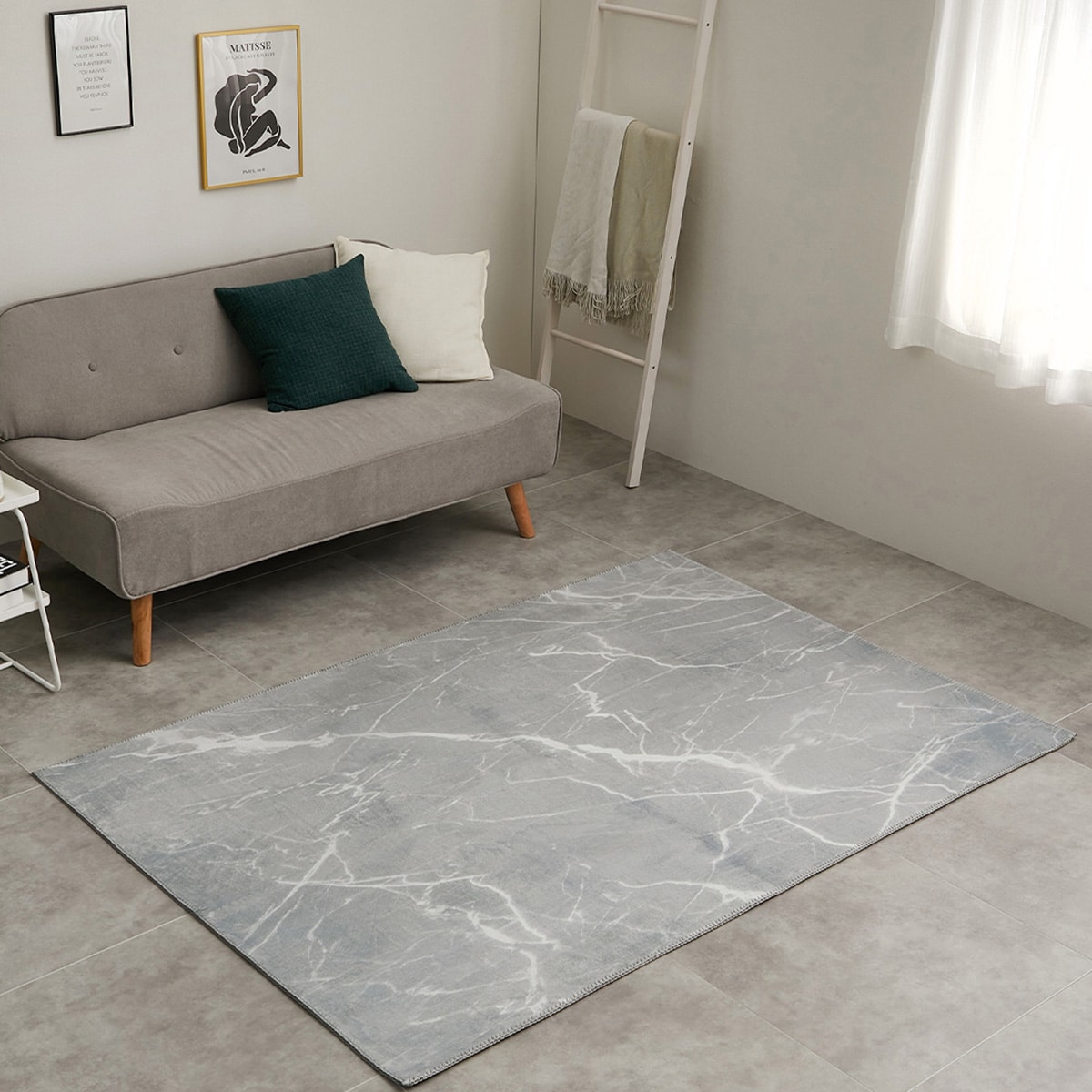 大理石柄の洗える起毛プリントラグ 130X190 GY | ニトリネット【公式
