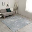 大理石柄の洗える起毛プリントラグ 190X190 GY 2枚目画像