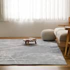 大理石柄の洗える起毛プリントラグ 190X190 GY 8枚目画像