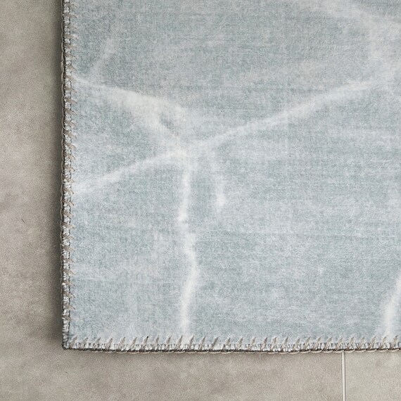 大理石柄の洗える起毛プリントラグ 190X190 GY 16枚目画像