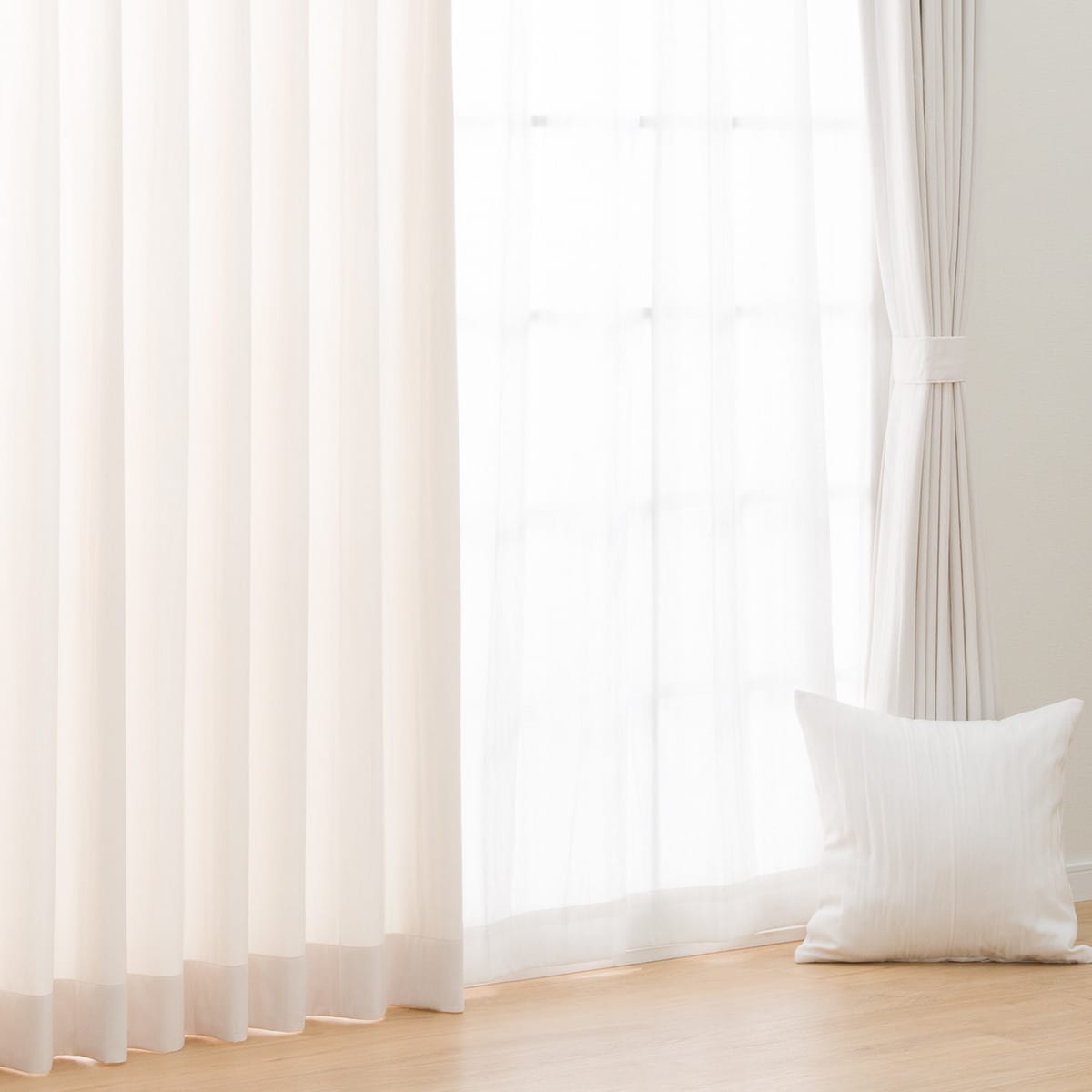 ニトリ　オーダーカーテン　クエント〈アイボリー〉 オーダーカーテン ECO001 アイボリー 2倍ヒダ(幅201-300/丈201