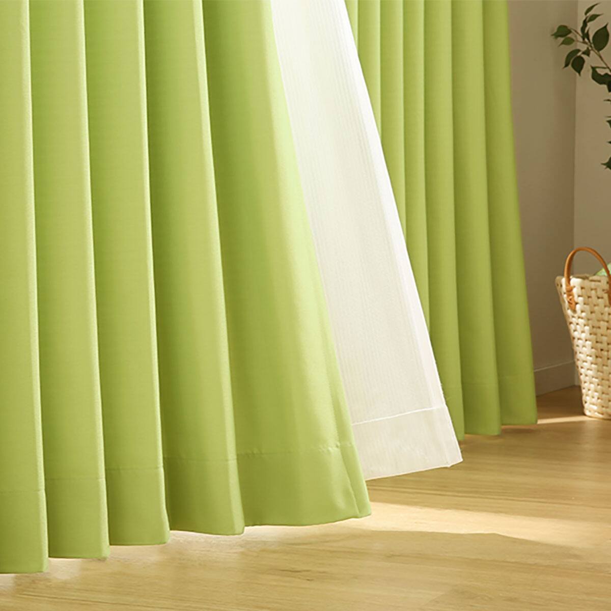 遮光3級・防炎オーダーカーテン ラック マイルドイエローグリーン ZLS