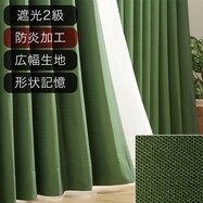 遮光2級・防炎オーダーカーテン ラック ダークイエローグリーン ZLS-09 2倍ヒダ