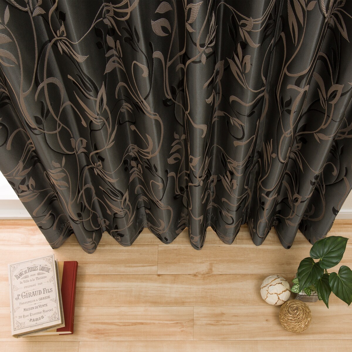 裏地付きオーダーカーテン アルビレオ グレー 2倍ヒダ(幅-100/丈-140cm