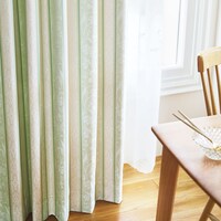 オーダーカーテン レティ グリーン4層 2倍ヒダ(幅201-300/丈201-260cm)