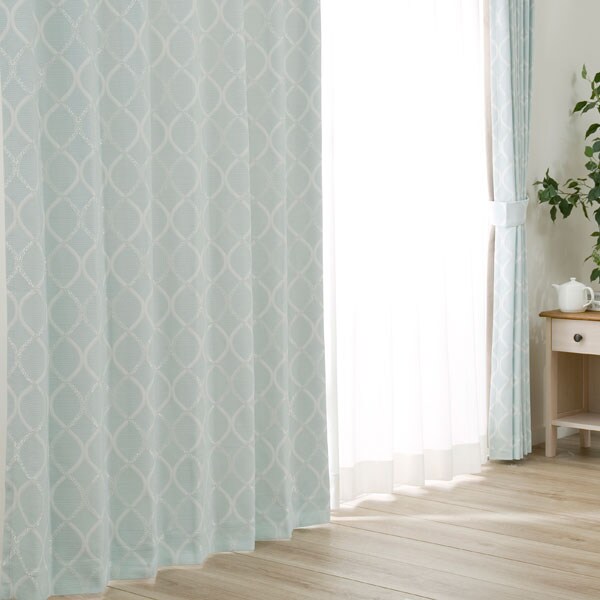 裏地付き遮光2級 遮熱カーテン パターン ターコイズブルー 通販 ニトリネット 公式 家具 インテリア通販 裏地付き遮光2級 遮熱カーテン パターン ターコイズブルー 通販 ニトリネット 公式 家具 インテリア通販