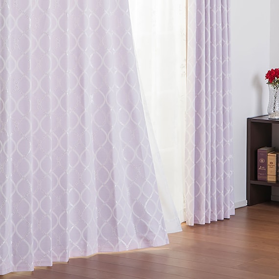 裏地付き遮光2級・遮熱カーテン(パターン レッドパープル 100X110X2) 1枚目画像