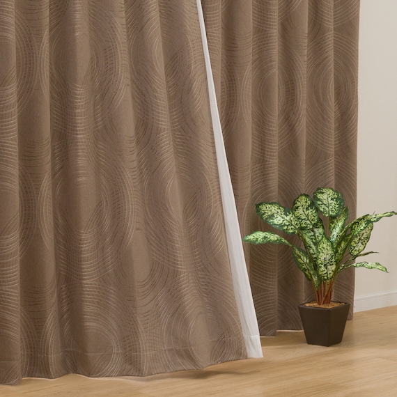 裏地付き遮光1級・遮熱ジャカードカーテン(RK001 ブラウン 100X178X2) 1枚目画像