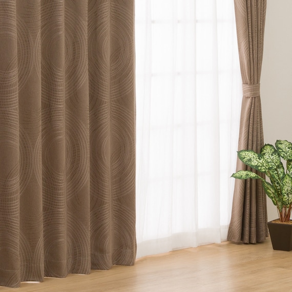 裏地付き遮光1級・遮熱ジャカードカーテン(RK001 ブラウン 100X178X2) 2枚目画像