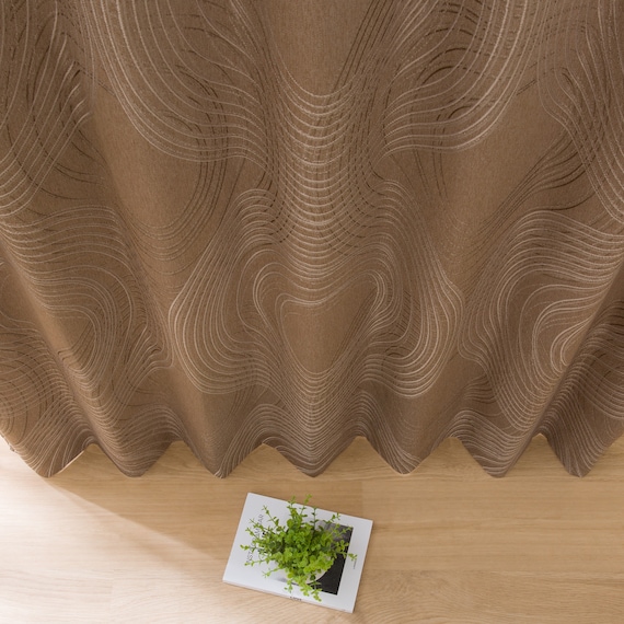 裏地付き遮光1級・遮熱ジャカードカーテン(RK001 ブラウン 100X178X2) 3枚目画像