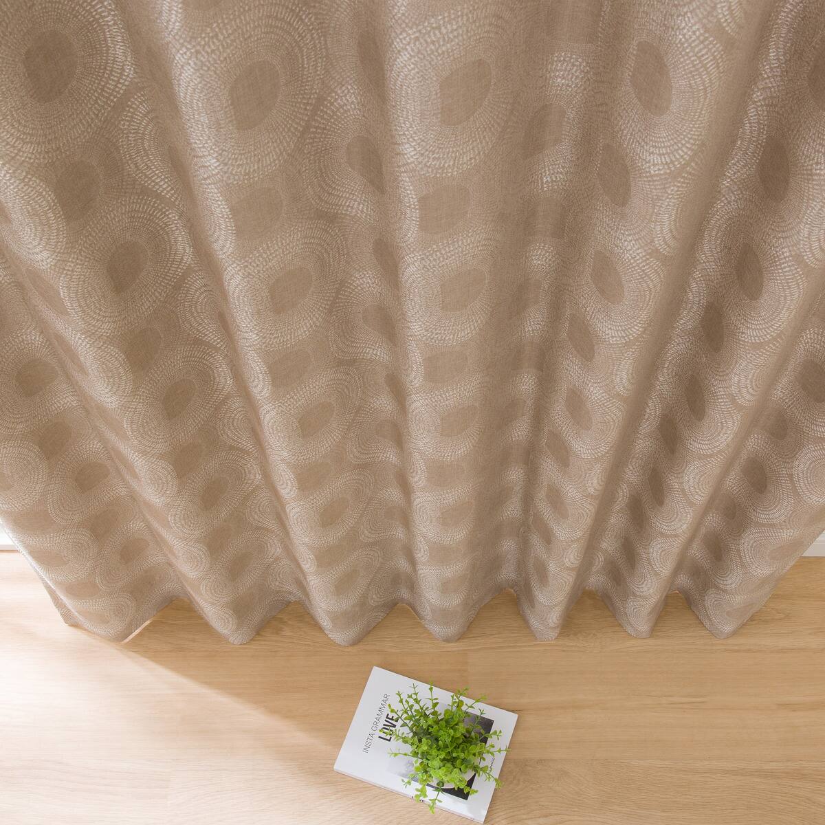 裏地付き遮光2級・遮熱ジャカードカーテン(RK002 ブラウン 100X110X2