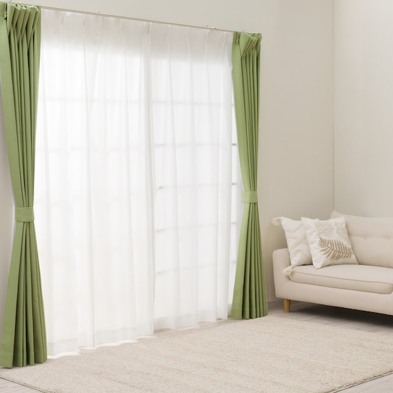 遮光1級・遮熱・遮音カーテン&遮熱・遮像レース4枚セット(RP002LYGR 100X178cmセット) 3枚目画像