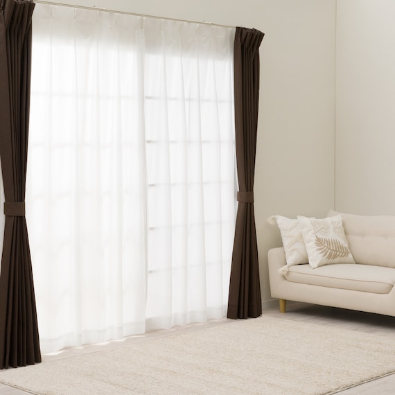 遮光1級・遮熱・遮音カーテン&遮熱・遮像レース4枚セット(RP002 DkBR100X190cmセット) 3枚目画像