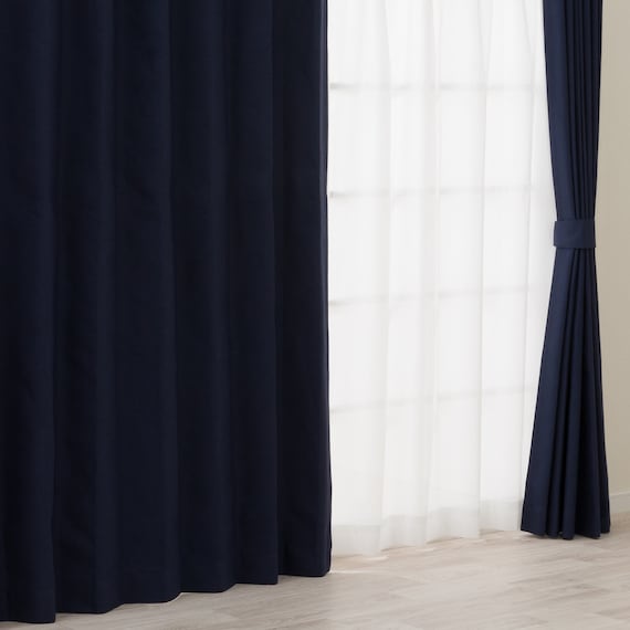 遮光1級・遮熱・遮音カーテン&遮熱・遮像レース4枚セット(RP002 NV 100X135cmセット) 1枚目画像