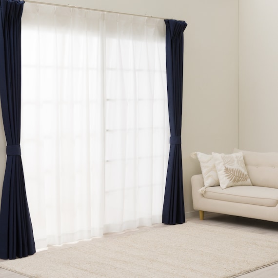 遮光1級・遮熱・遮音カーテン&遮熱・遮像レース4枚セット(RP002 NV 100X135cmセット) 3枚目画像