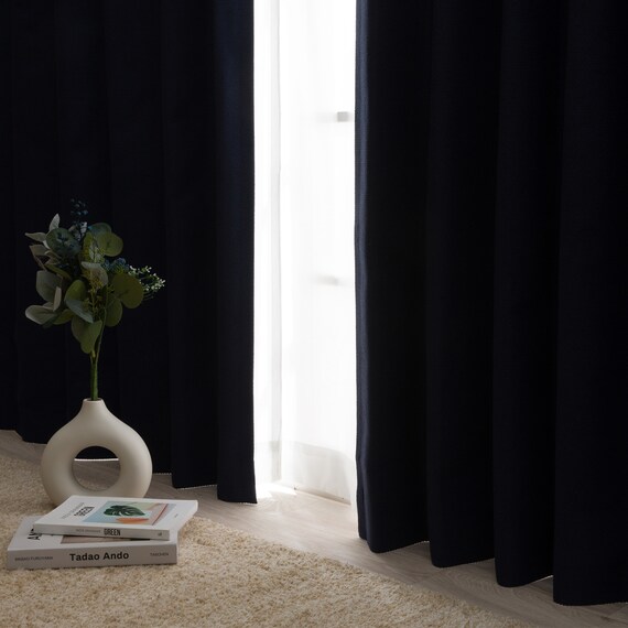 遮光1級･遮熱･遮音カーテン&遮熱･遮像レース4枚セット(RP002 NV 100X220cmセット) 18枚目画像