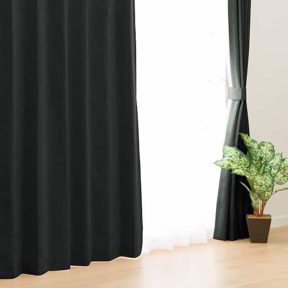 遮光1級・遮熱・遮音カーテン&遮熱・遮像レース4枚セット(RP002 BK 100X135cmセット) 2枚目画像