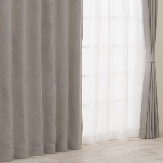 遮光1級・遮熱・遮音カーテン&遮熱・遮像レース4枚セット(RP002 GY 100X190cmセット) 1枚目画像