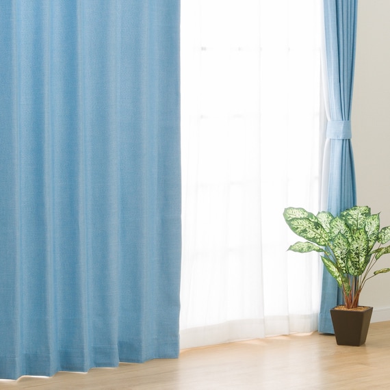 遮光3級カーテン(RD024 ブルー 100X178X2) 2枚目画像