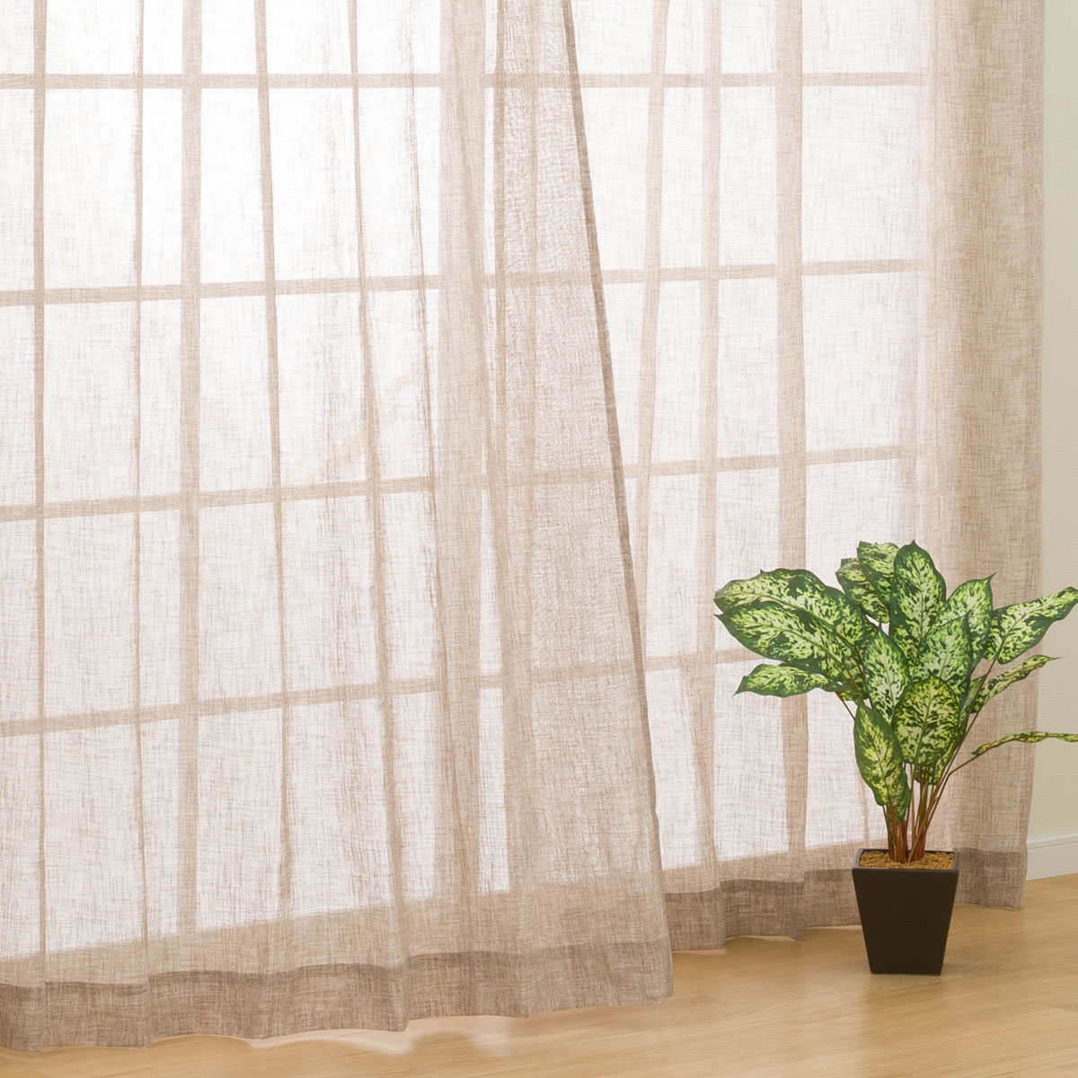 お好みサイズレースカーテン RL055 ベージュ(幅-100/丈171-220cm