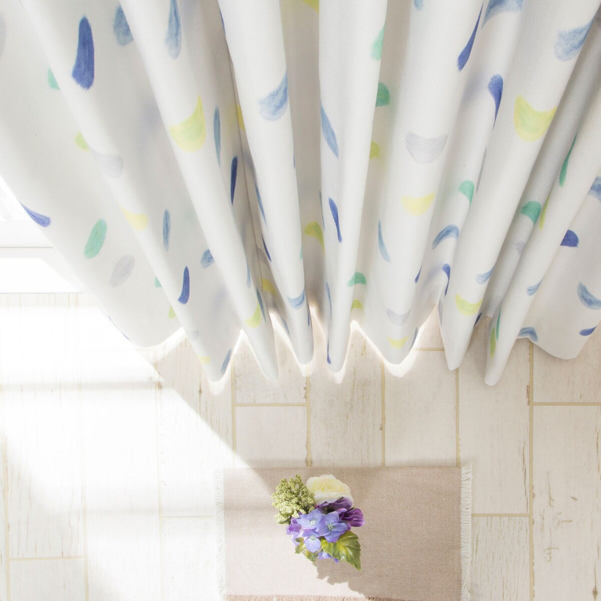 遮光1級・遮熱・遮音オーダーカーテン フワドット 2倍ヒダ(幅-100/丈