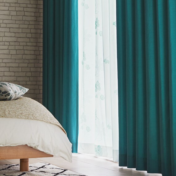 オーダーカーテン ナージ ブライトグリーン 2倍ヒダ(幅-100/丈-140cm 