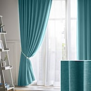 オーダーカーテン Nウィンダー ミドルターコイズブルー 2倍ヒダ