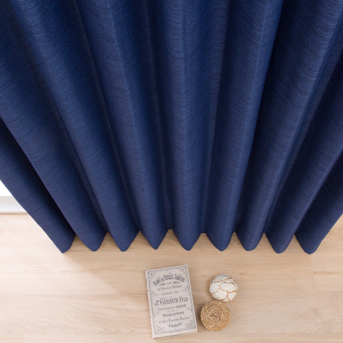 オーダーカーテン ティーラ ダークブルー 1.5倍ヒダ(幅-100/丈-140cm