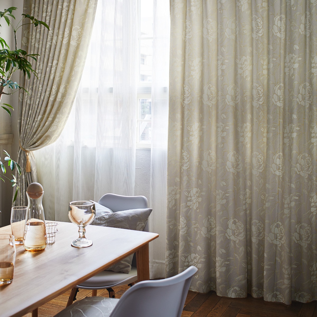 オーダーレース ジレ アイボリー 2倍ヒダ(幅-100/丈201-240cm