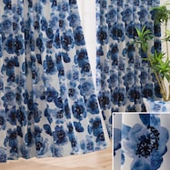 オーダーカーテン ガゼット ブルー 2倍ヒダ