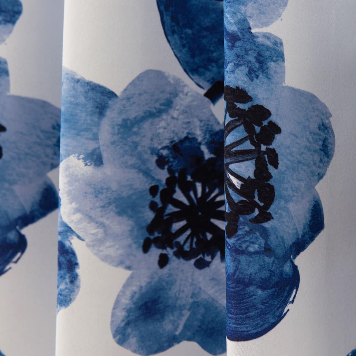 遮光2級オーダーカーテン ガゼット ブルー 2倍ヒダ(幅201-300/丈141