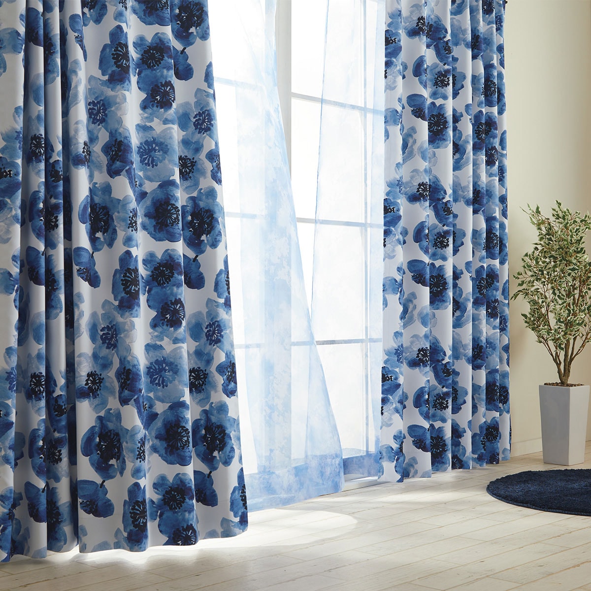 ドレープカーテン　青　ニトリ　オーダーメイド　2枚1組セット ドレープカーテン 青 ニトリ オーダーメイド 2枚1組セット 【公式通販】