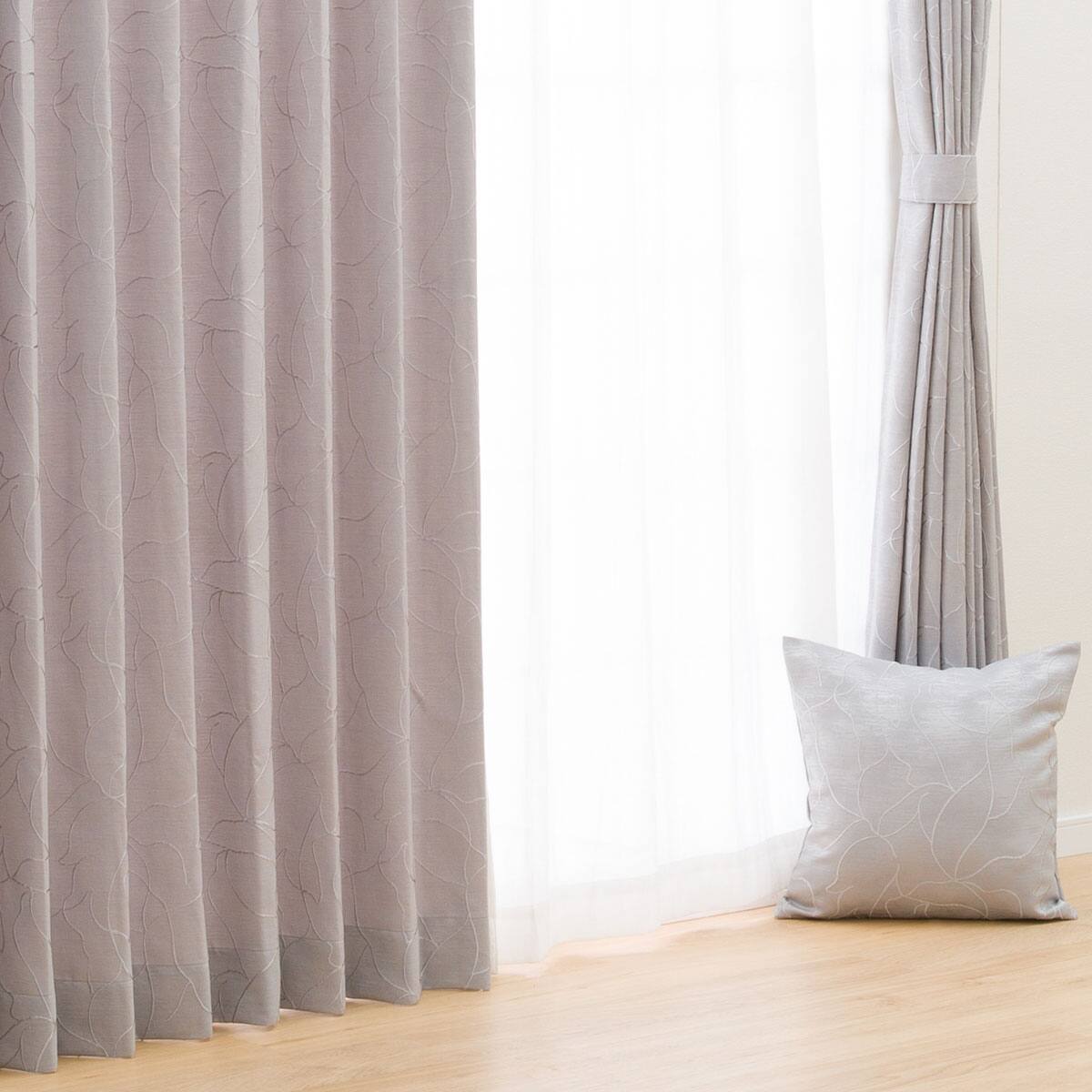 オーダーカーテン クエント グレー フラット(幅-135/丈-140cm