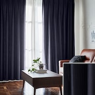 オーダーカーテン スピア ネイビー 2倍ヒダ