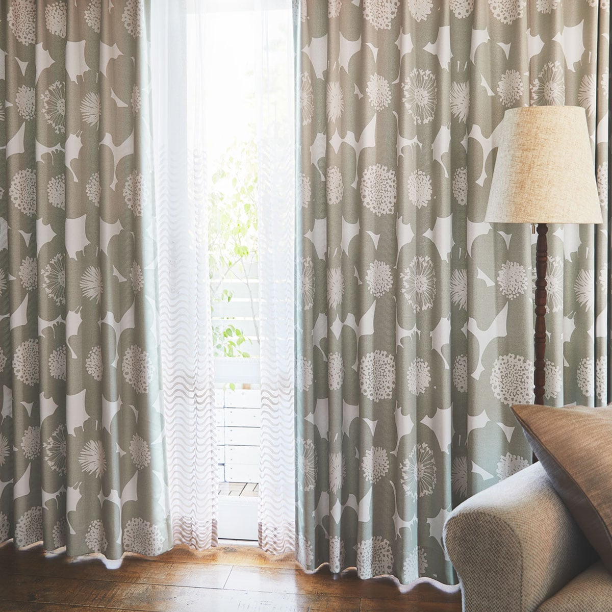 オーダーカーテン マリアナ2 ウォームグレー フラット(幅-135/丈-140cm