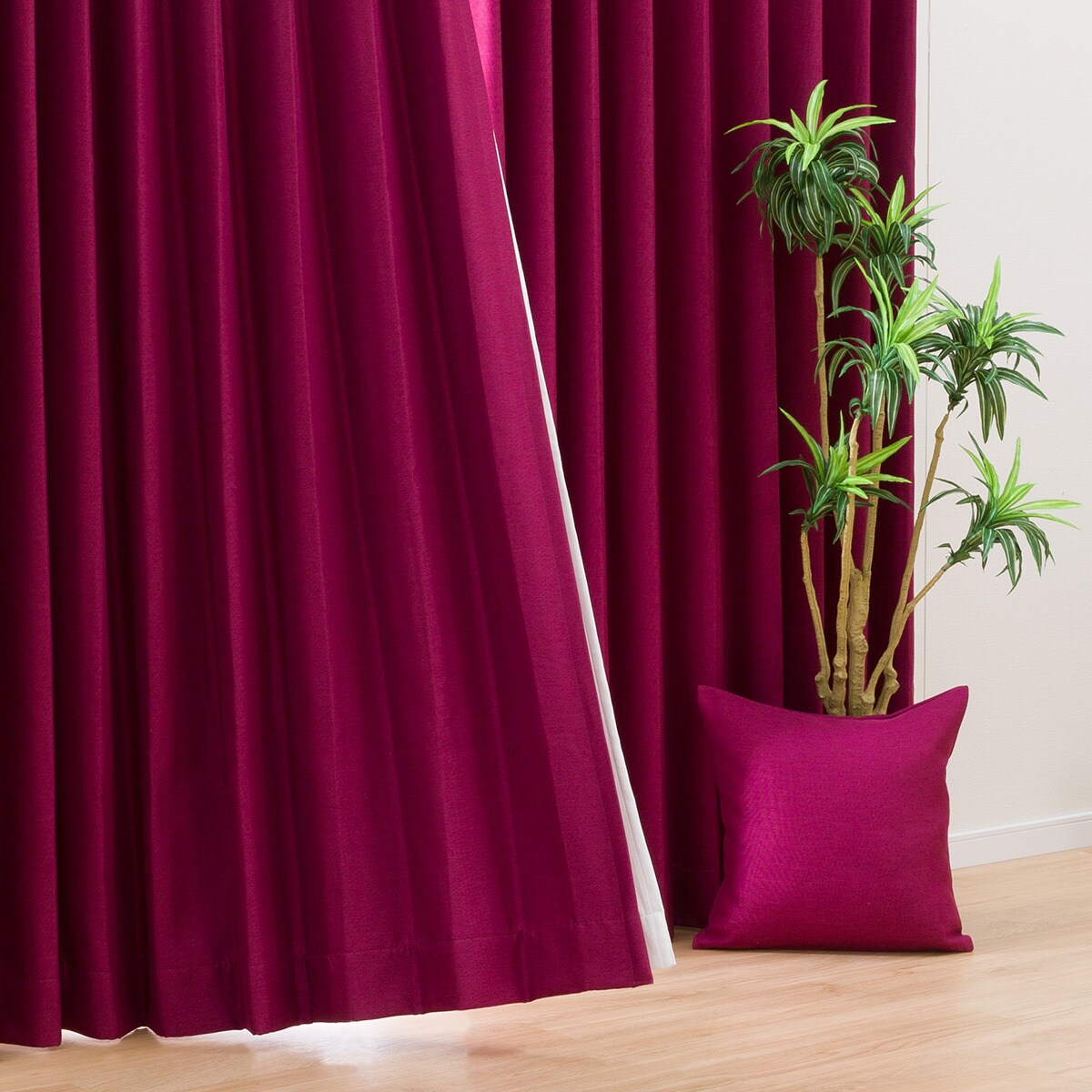 オーダーカーテン Nウィンダー レッドパープル 2倍ヒダ(幅-100/丈201