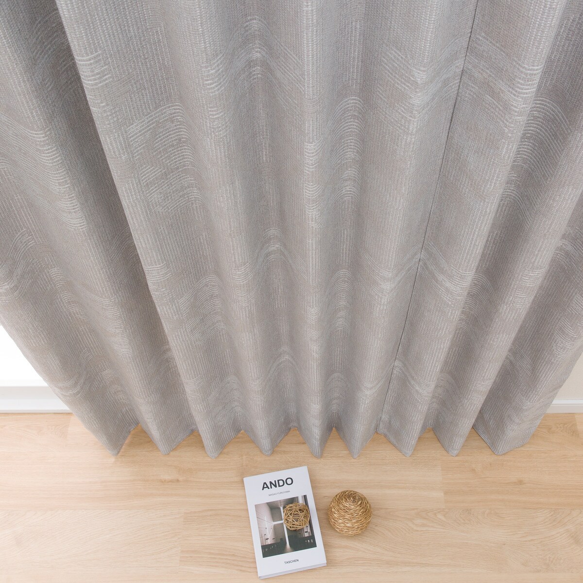 遮光1級・遮熱・遮音オーダーカーテン モエワ グレー 2倍ヒダ(幅101