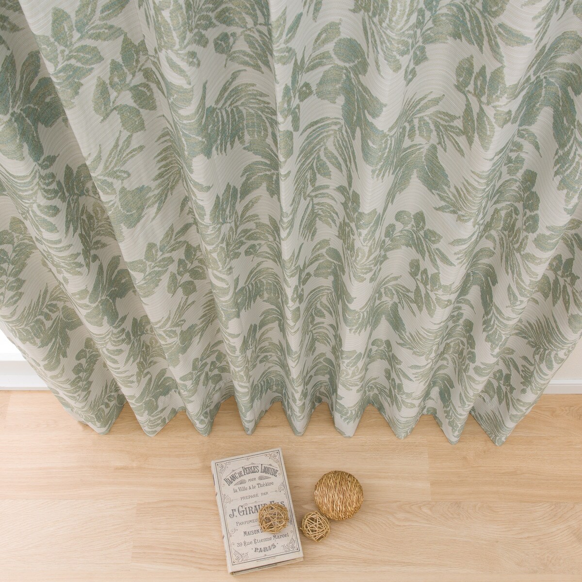 遮光1級・遮熱・遮音オーダーカーテン ロコナム グリーン 2倍ヒダ(幅