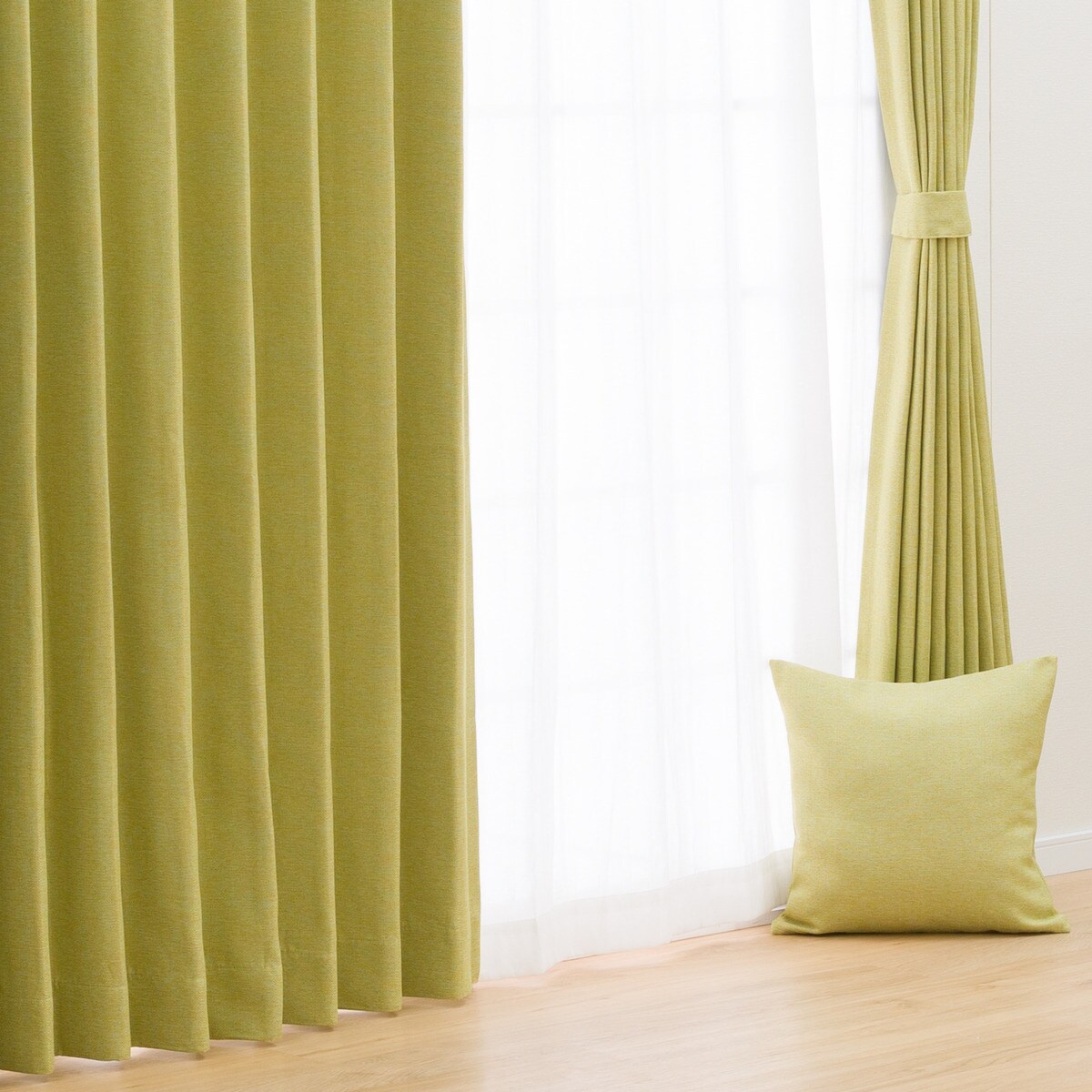 オーダーカーテン トワン ライトイエローグリーン 2倍ヒダ(幅101-200
