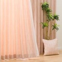 防炎裏地付きオーダーカーテン ソルト ライトピーチ 2倍ヒダ(幅101-200/丈141-200cm)