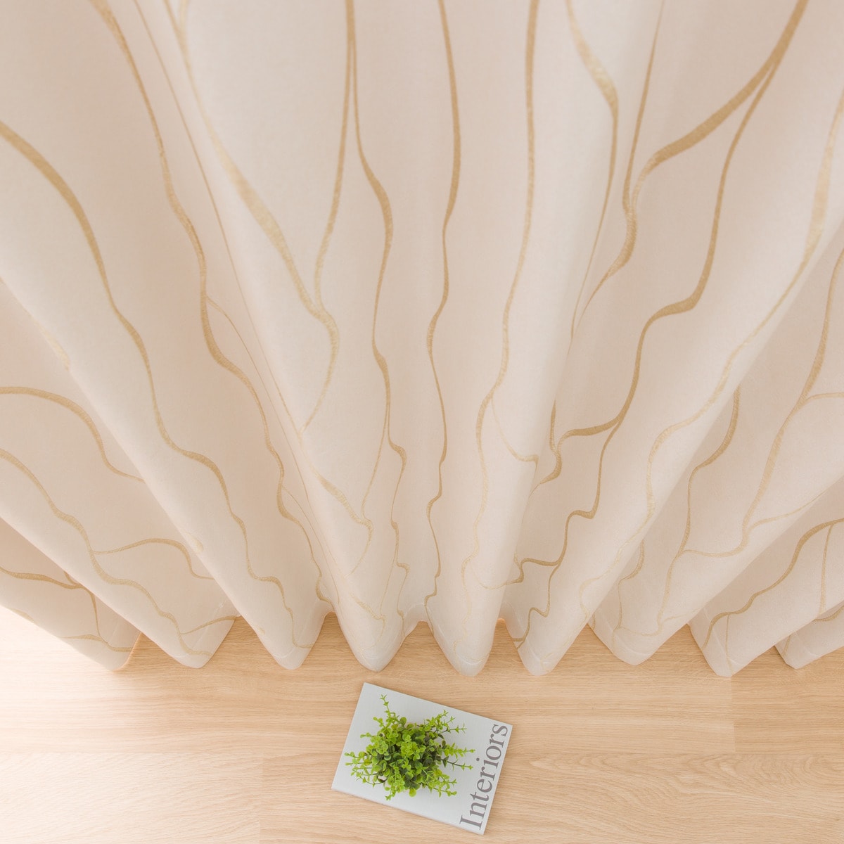 裏地付きオーダーカーテン ソルト アイボリー 2倍ヒダ(幅-100/丈-140cm