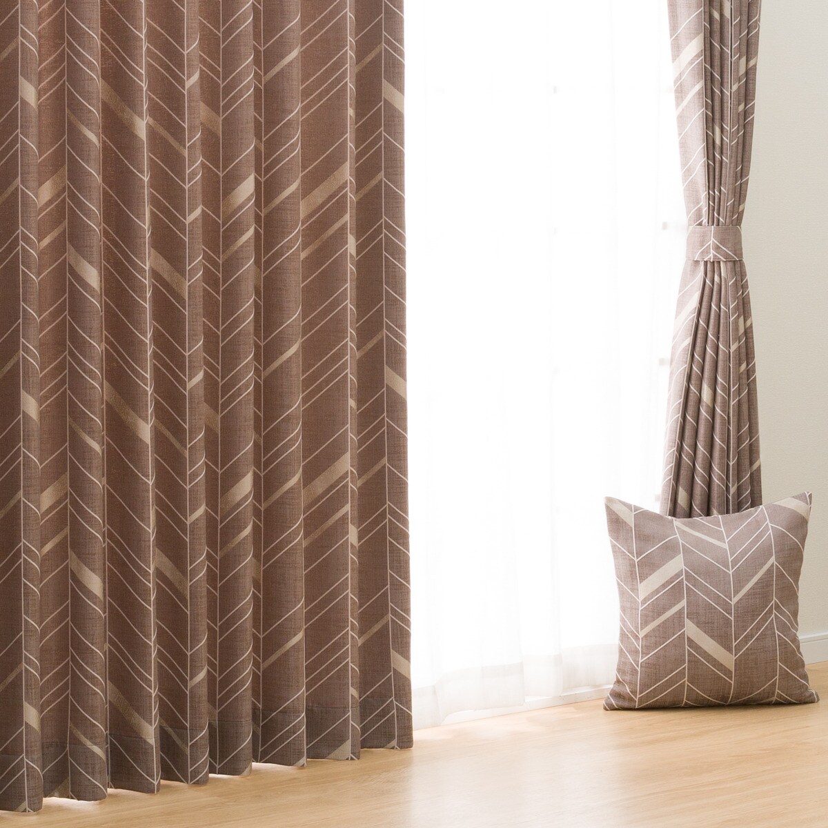 オーダーカーテン OD008 ミドルモカ 2倍ヒダ(幅-100/丈141-200cm