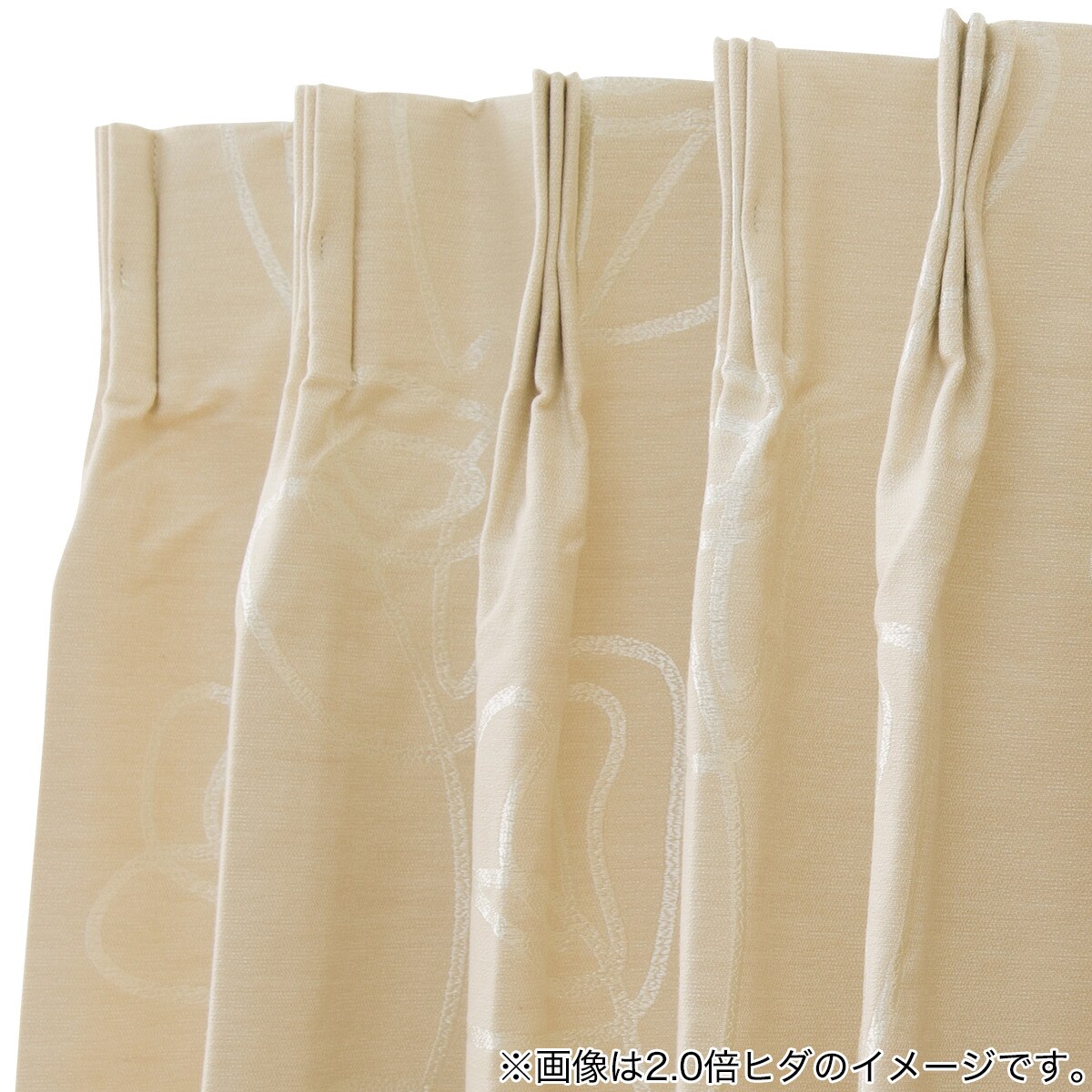 オーダーカーテン OD024 アイボリー 2倍ヒダ(幅-100/丈-140cm